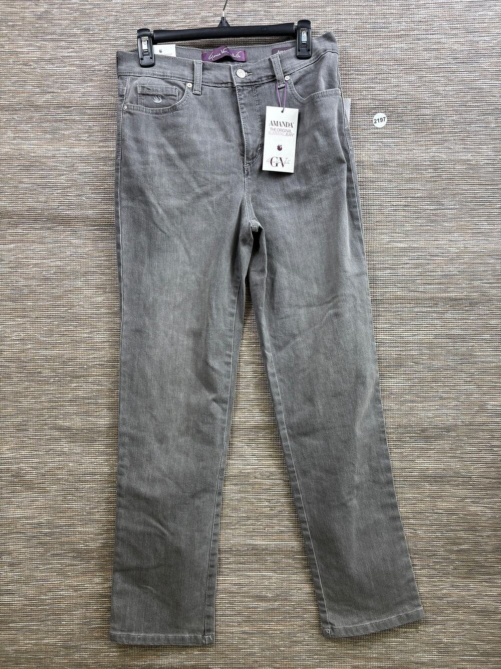 Gloria Vanderbilt Amanda Jeans Womens 8 Gray Classic Rise Tapered Stretch Denim